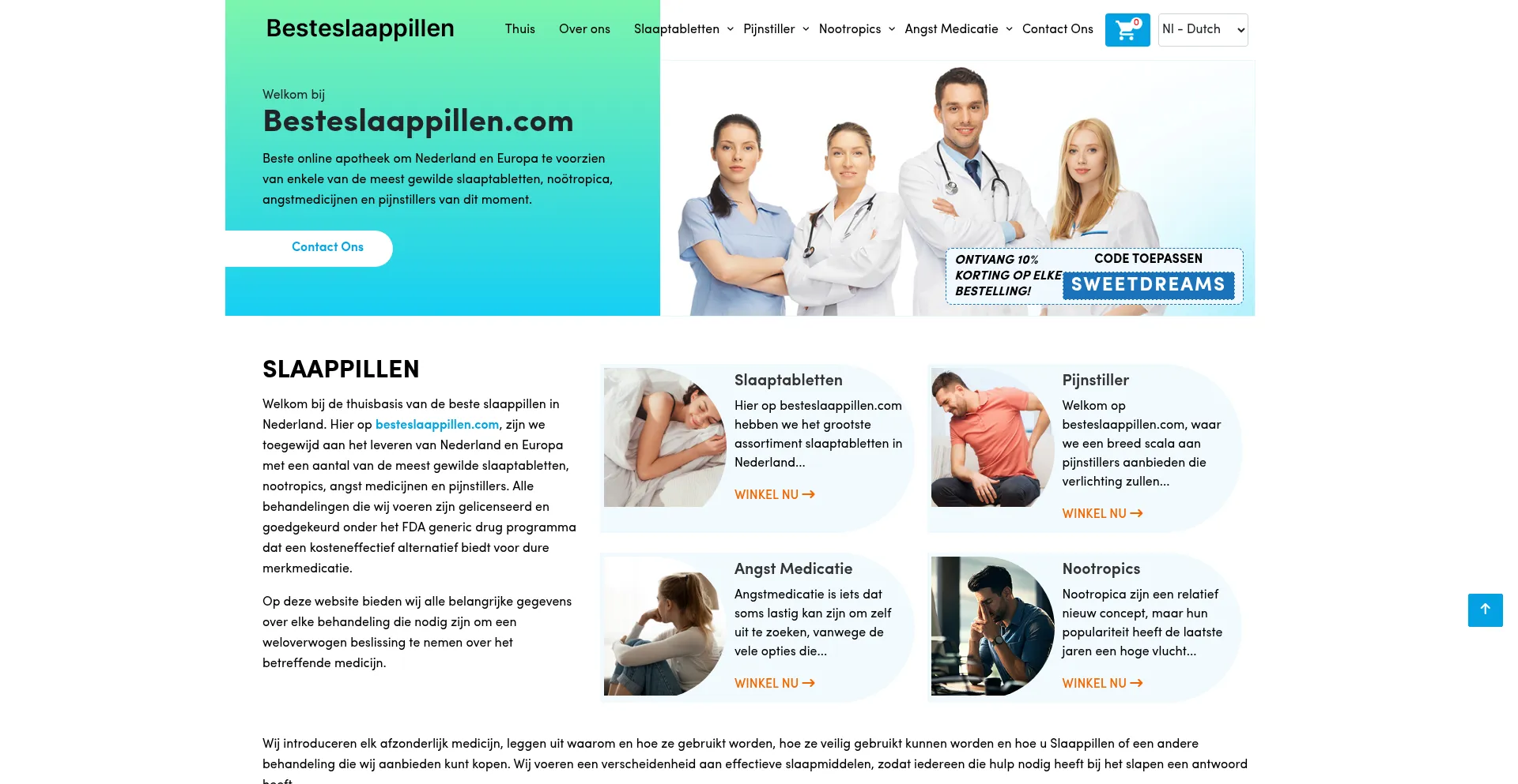Website screenshot of Besteslaappillen.com