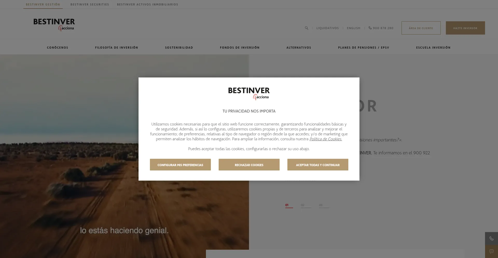 Website screenshot of Bestinver.es