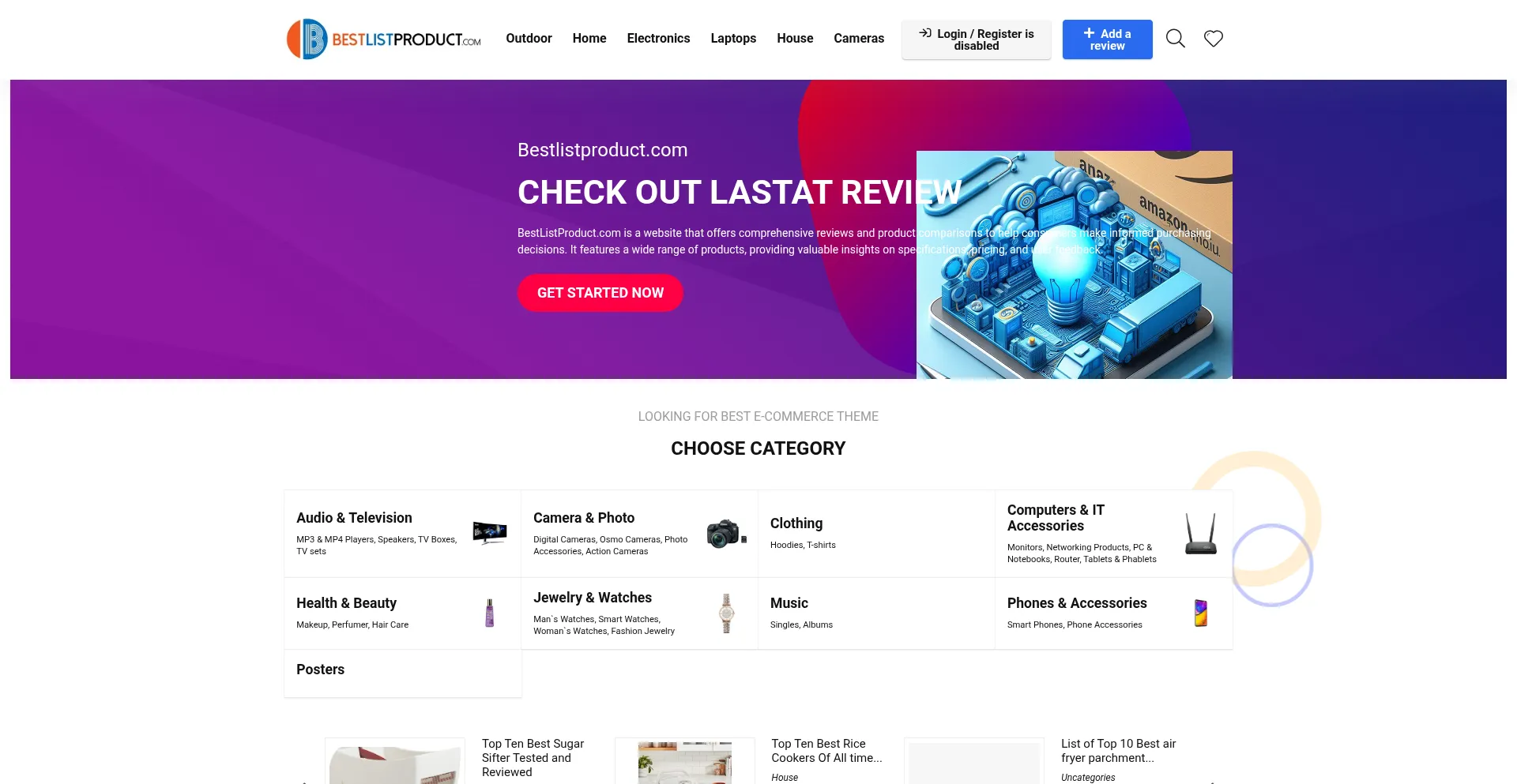 Website screenshot of Bestlistproduct.com