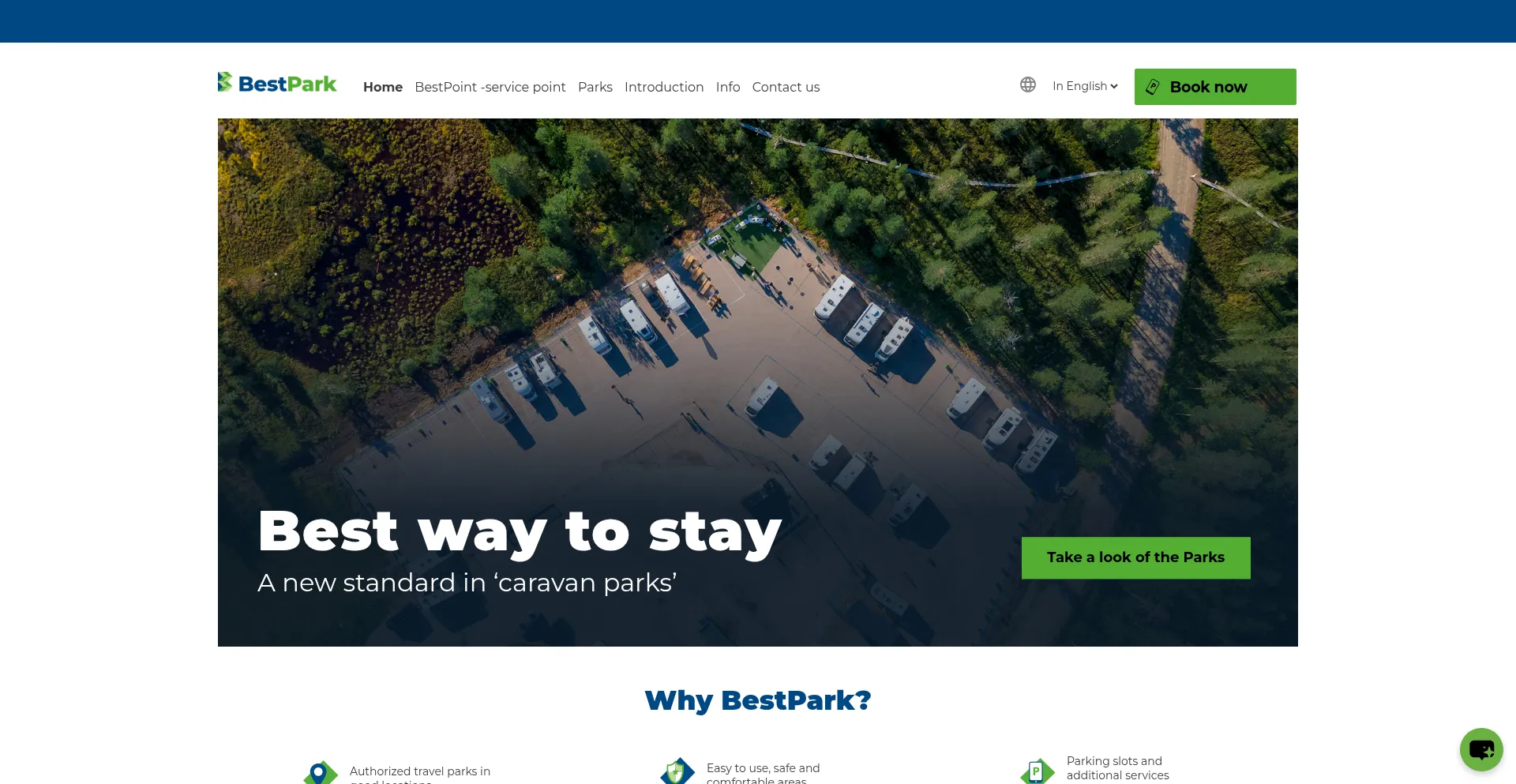Website screenshot of Bestpark.com
