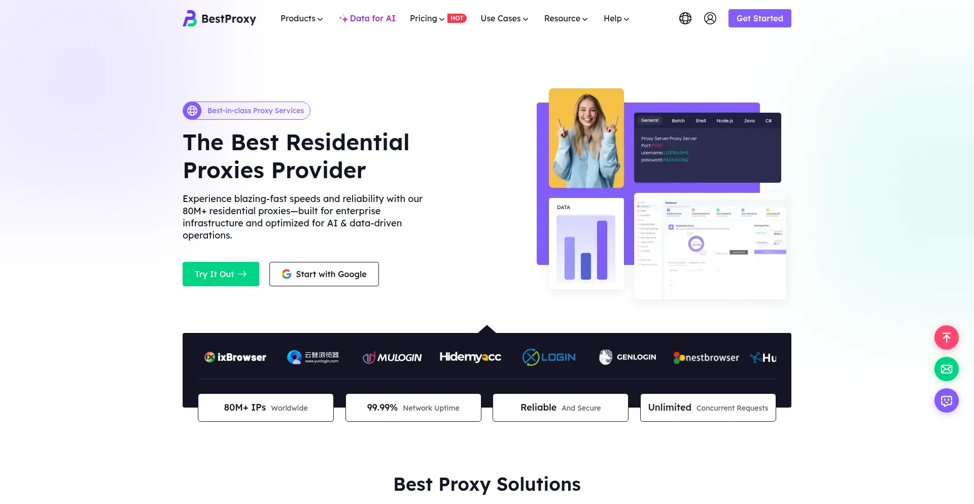 Website screenshot of Bestproxy.com