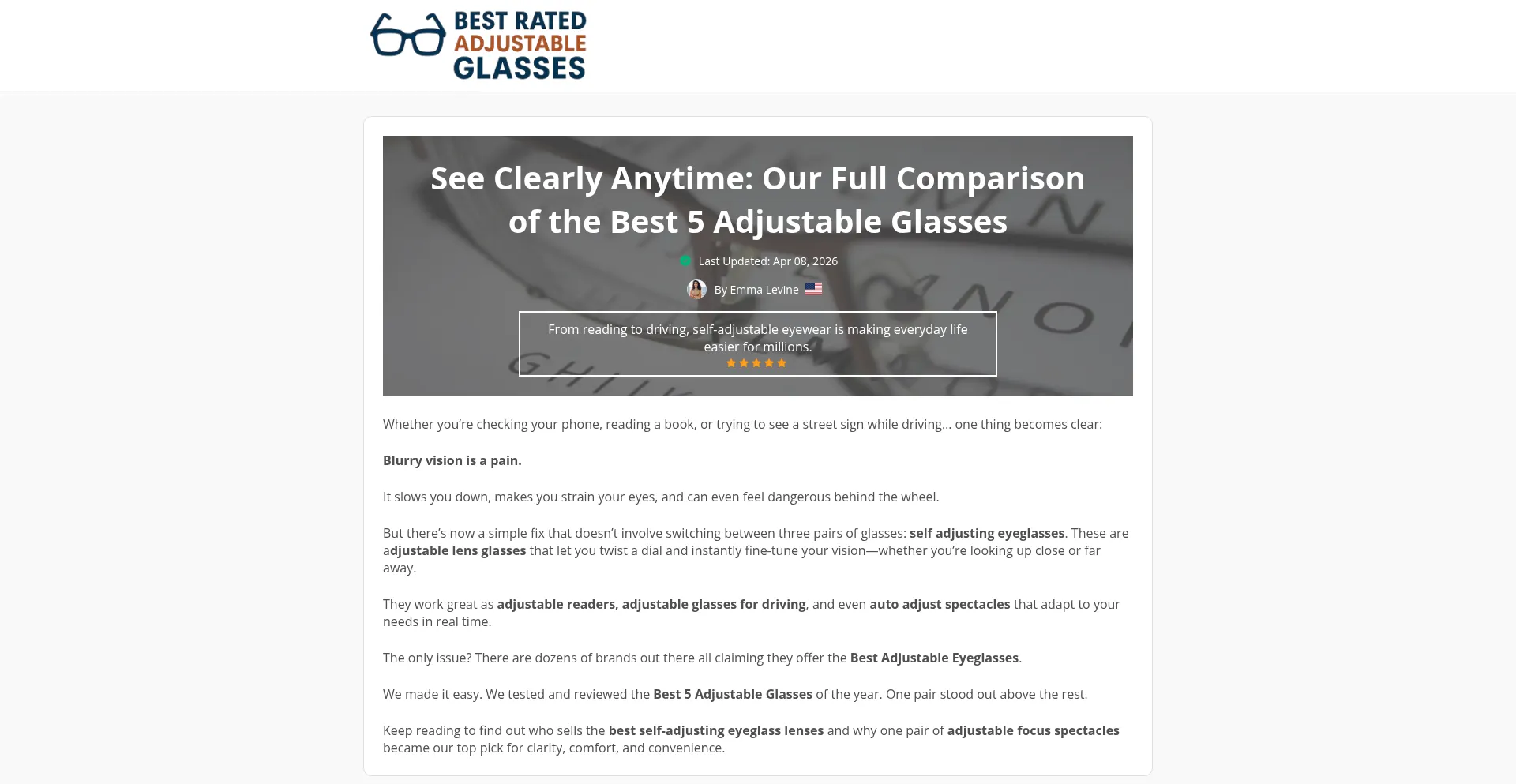 Bestratedadjustableglasses.com