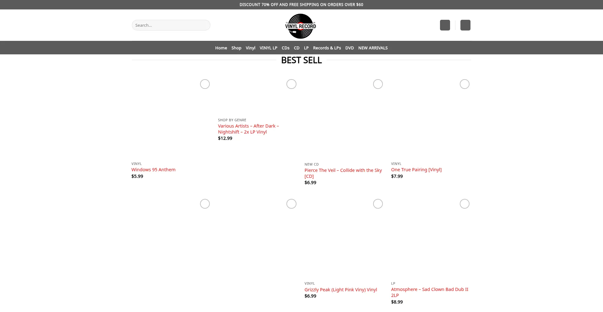 Website screenshot of Bestrecordsclub.com