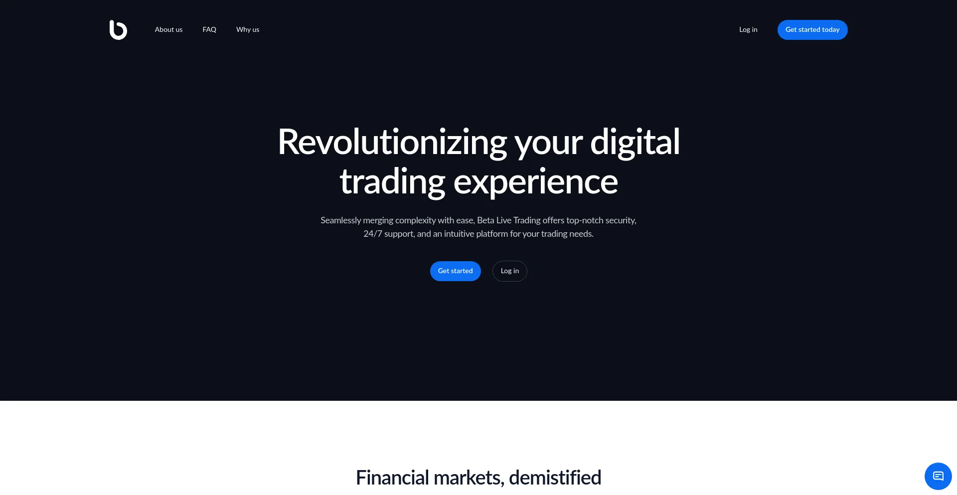 Website screenshot of Betalivetrading.com