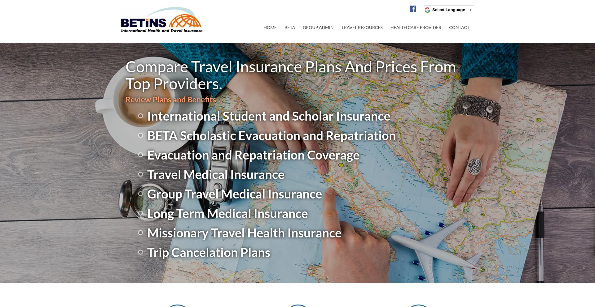 Website screenshot of Betins.com