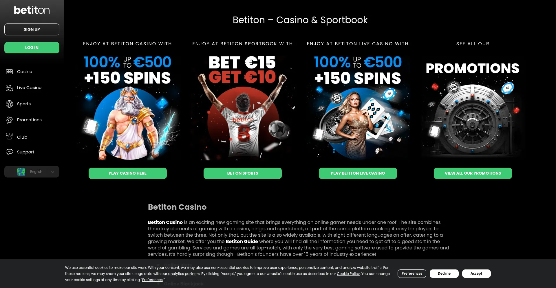 Website screenshot of Betiton.com