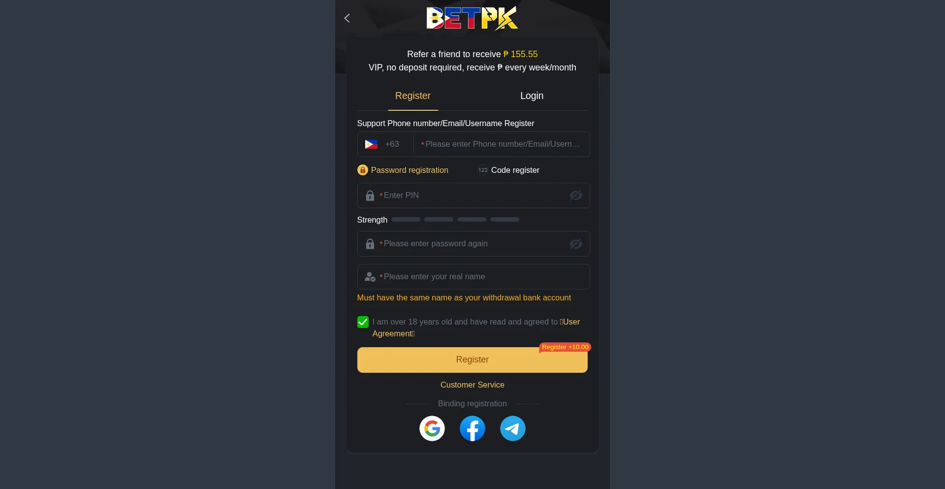 Website screenshot of Betpk333.com