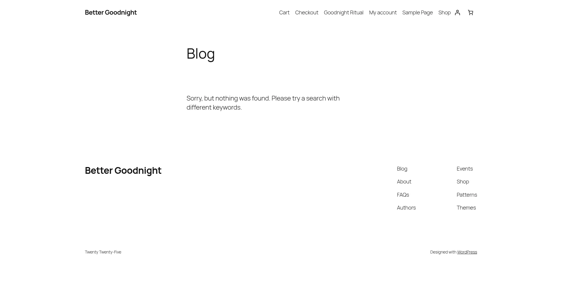 Website screenshot of Better-goodnight.com