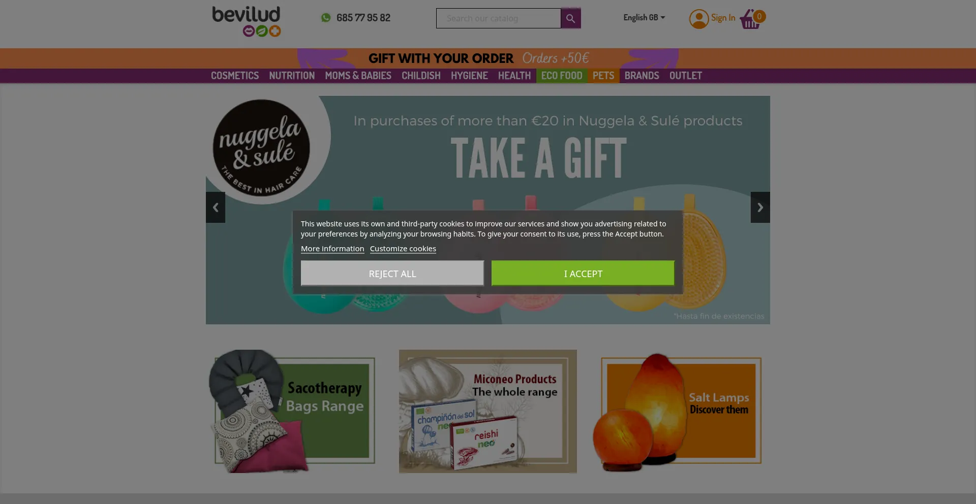 Website screenshot of Bevilud.com