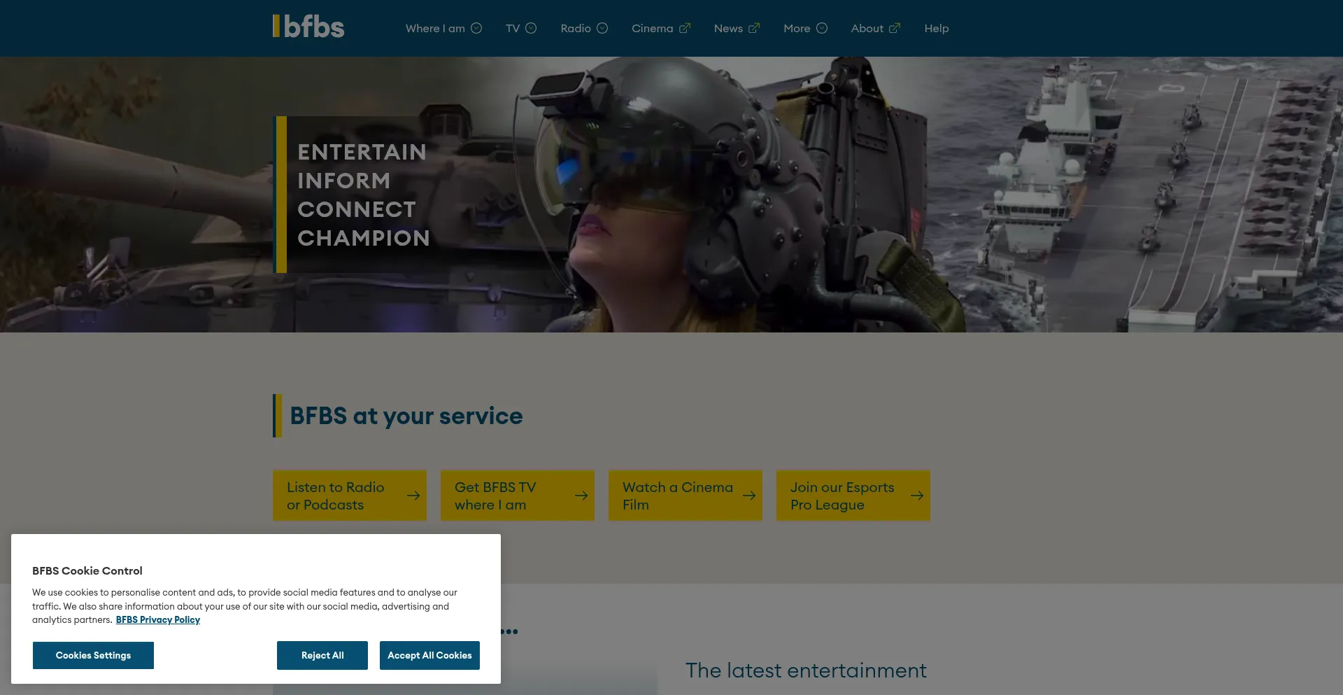Website screenshot of Bfbs.com