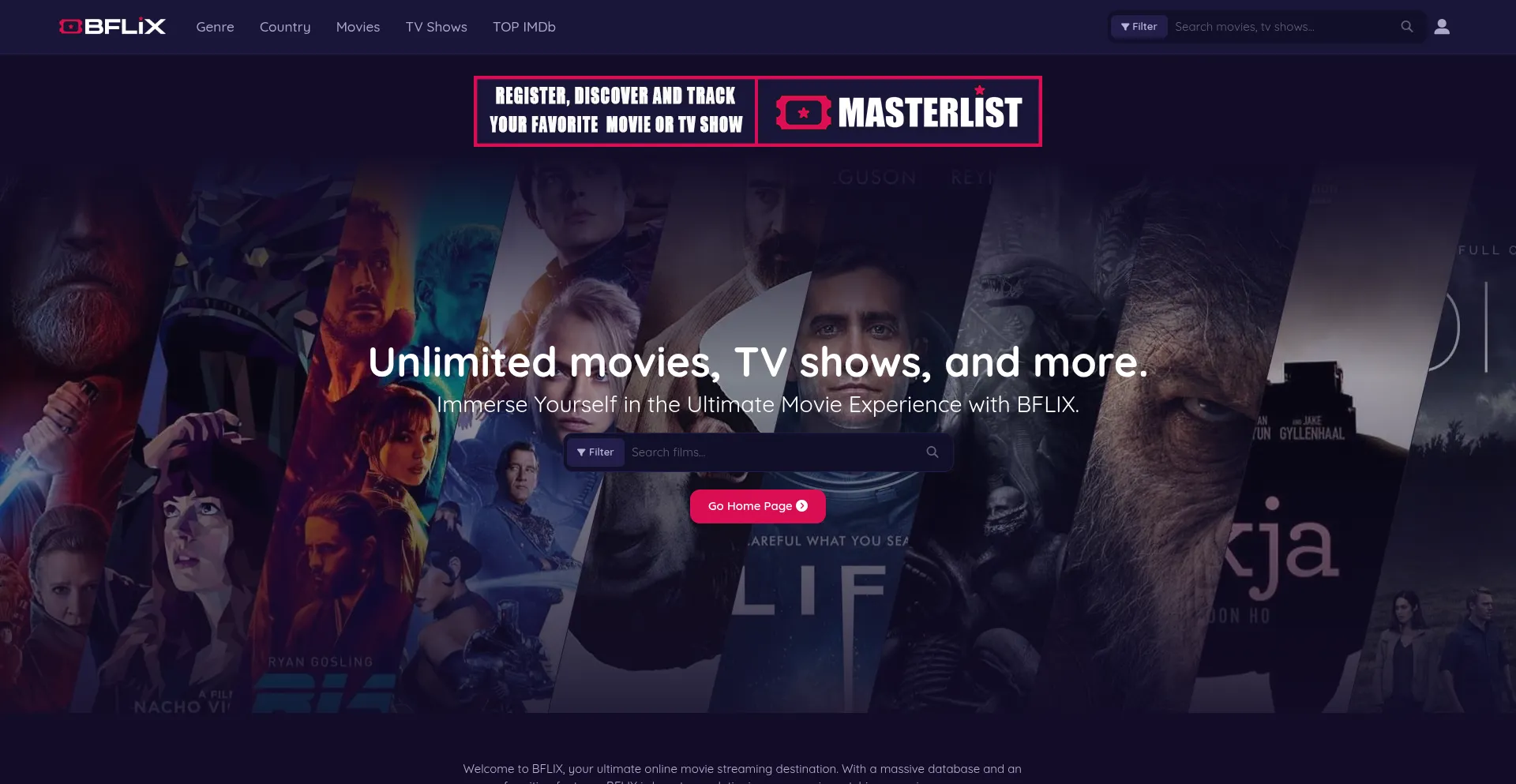 Website screenshot of Bflix.sh