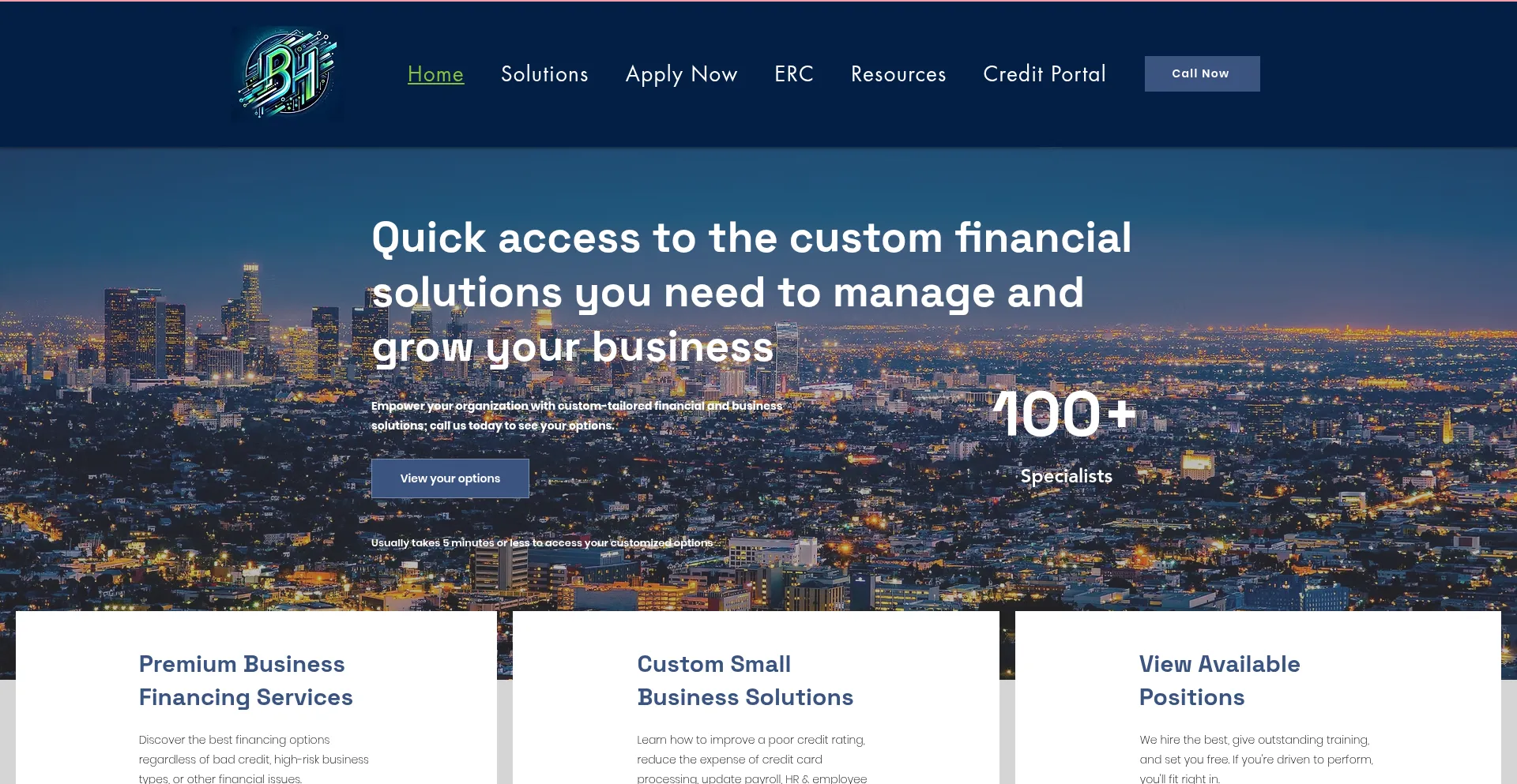 Website screenshot of Bhfundingsolutions.com