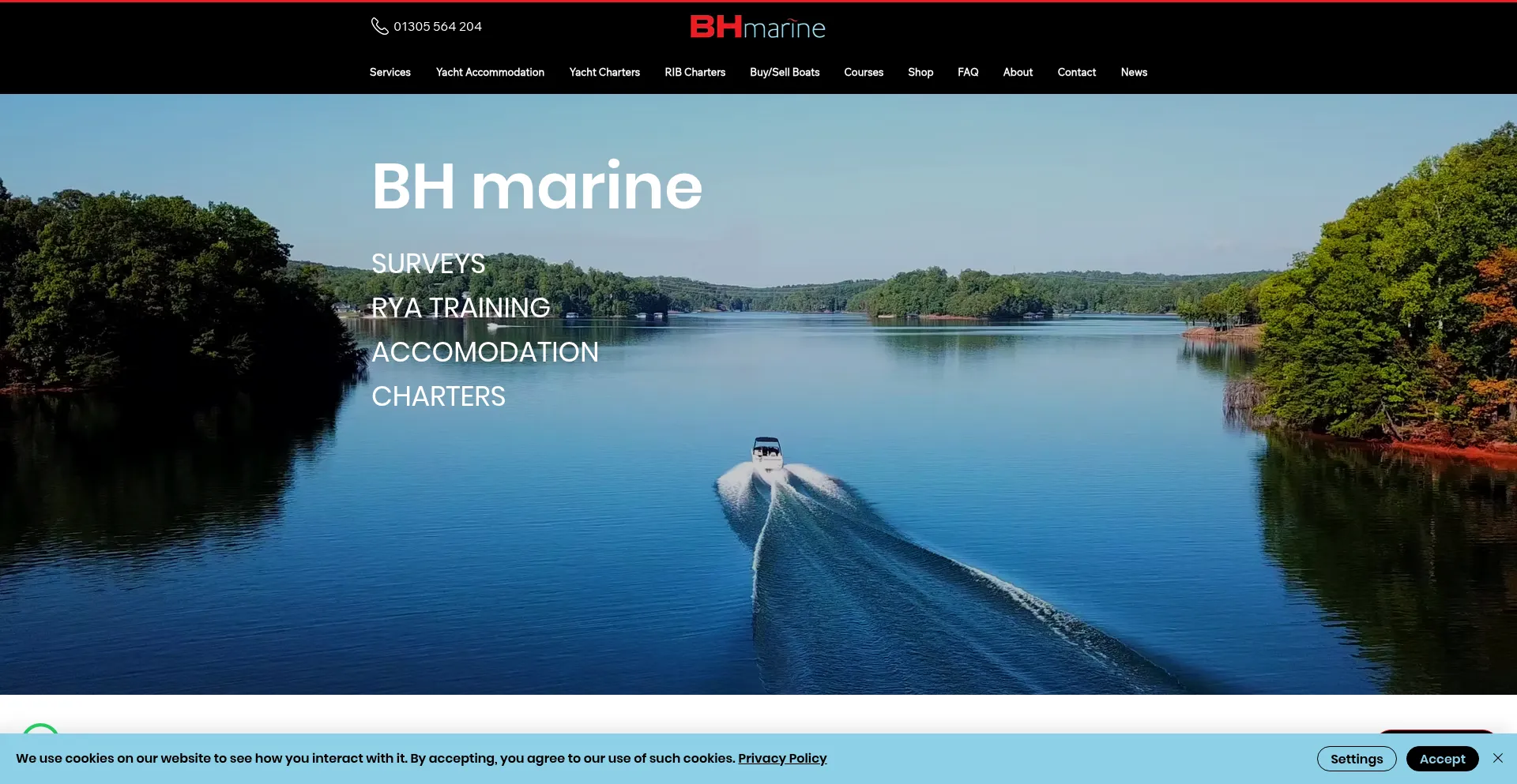 Website screenshot of Bhmarine.co.uk