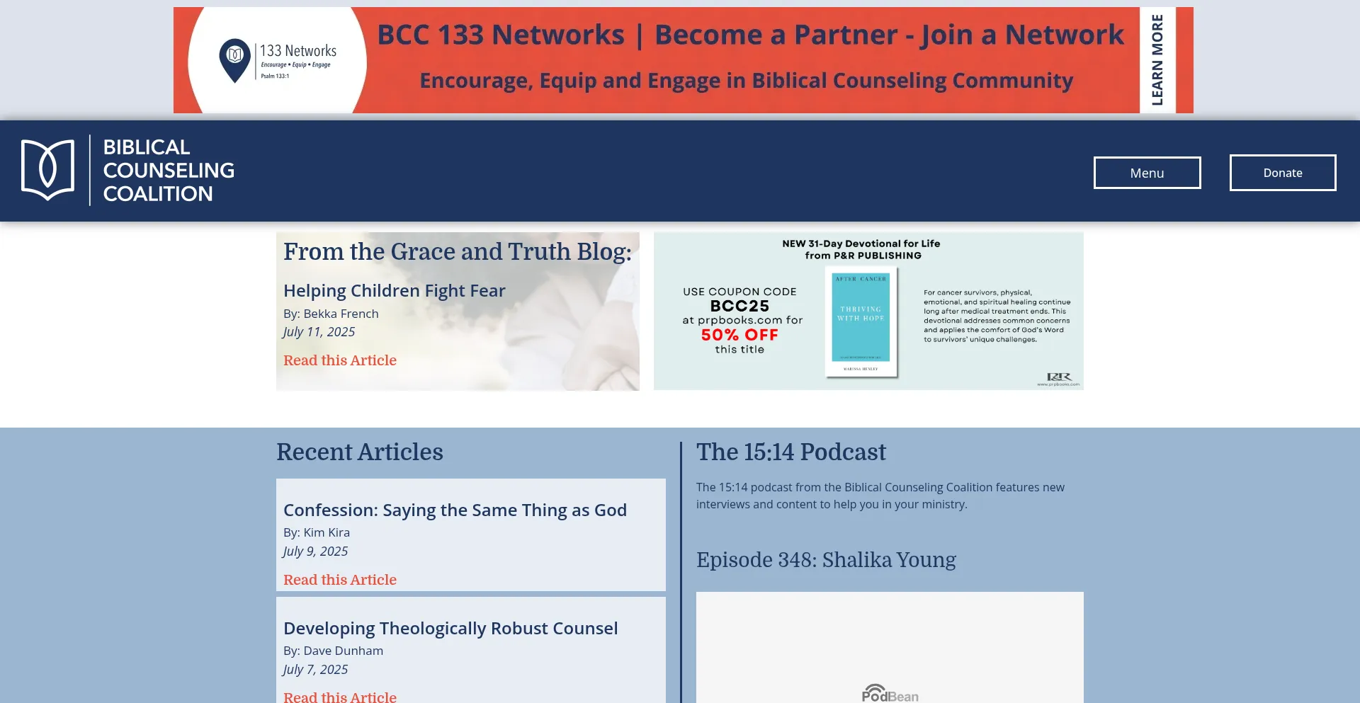 Website screenshot of Biblicalcounselingcoalition.org