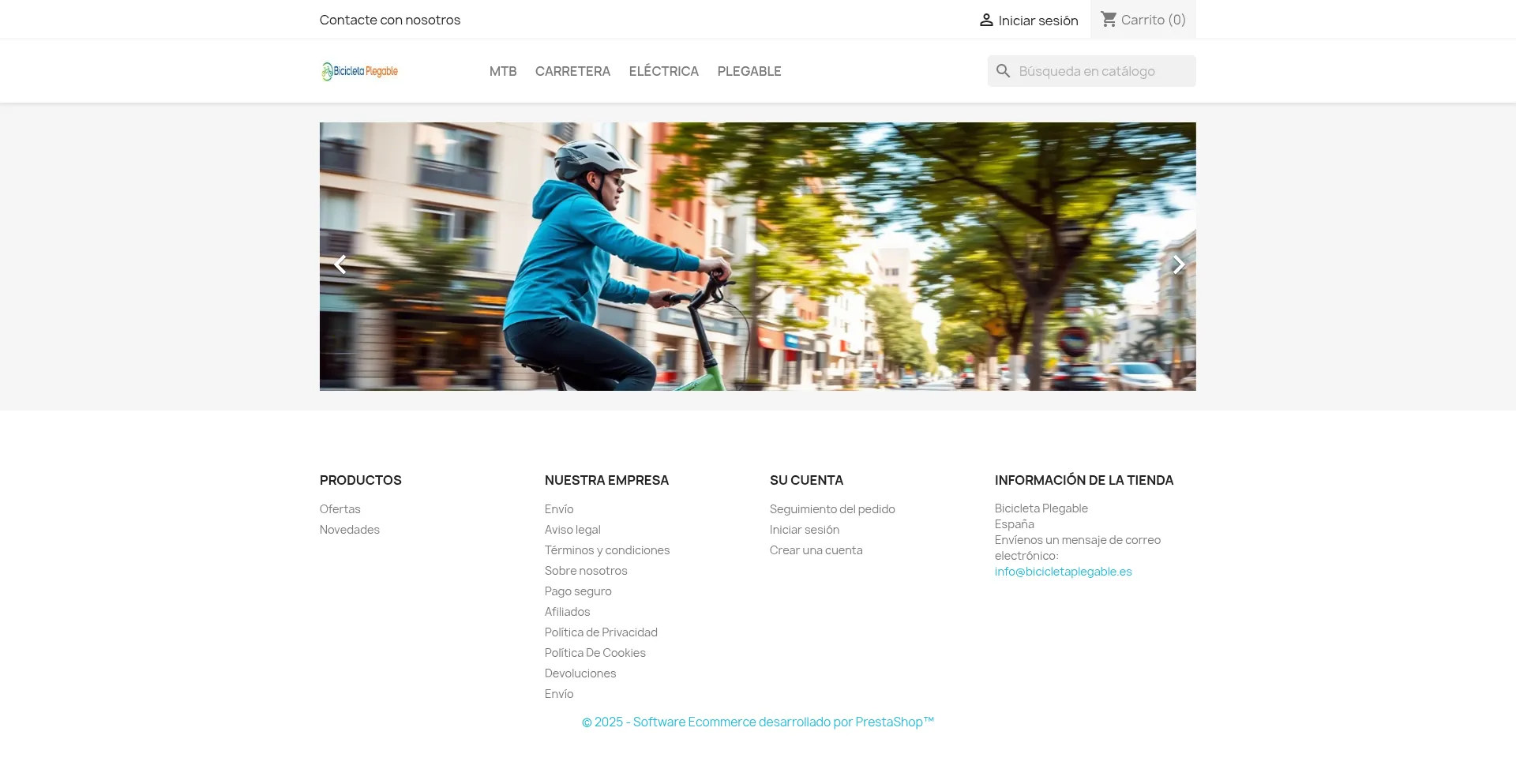 Website screenshot of Bicicletaplegable.es