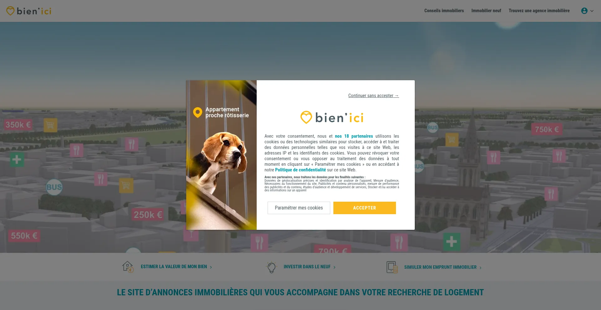 Website screenshot of Bienici.com