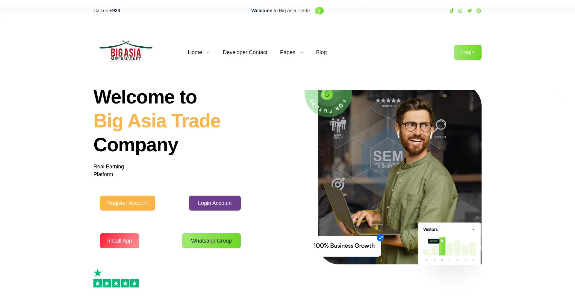 Website screenshot of Bigasiatrade.com