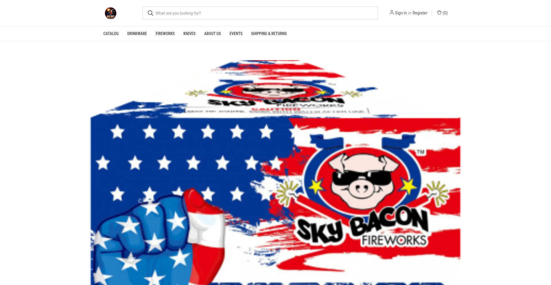 Website screenshot of Bigboyfireworks.biz