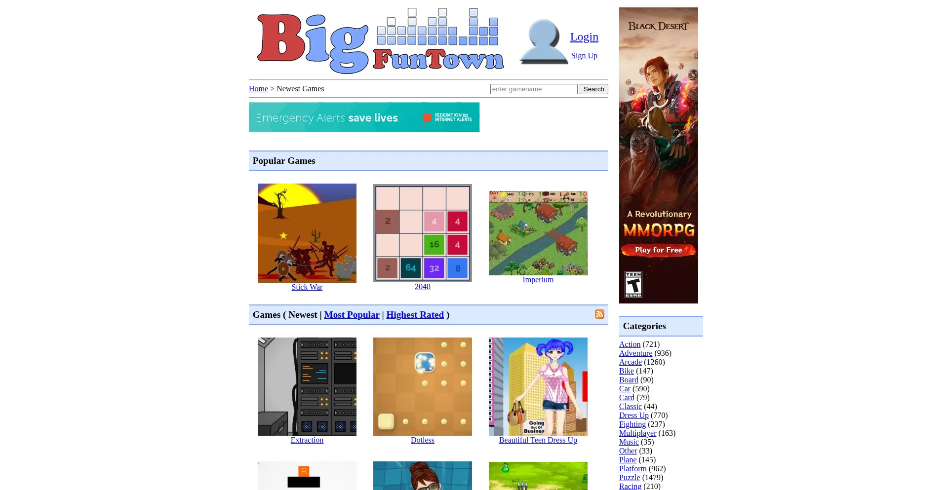 Website screenshot of Bigfuntown.com