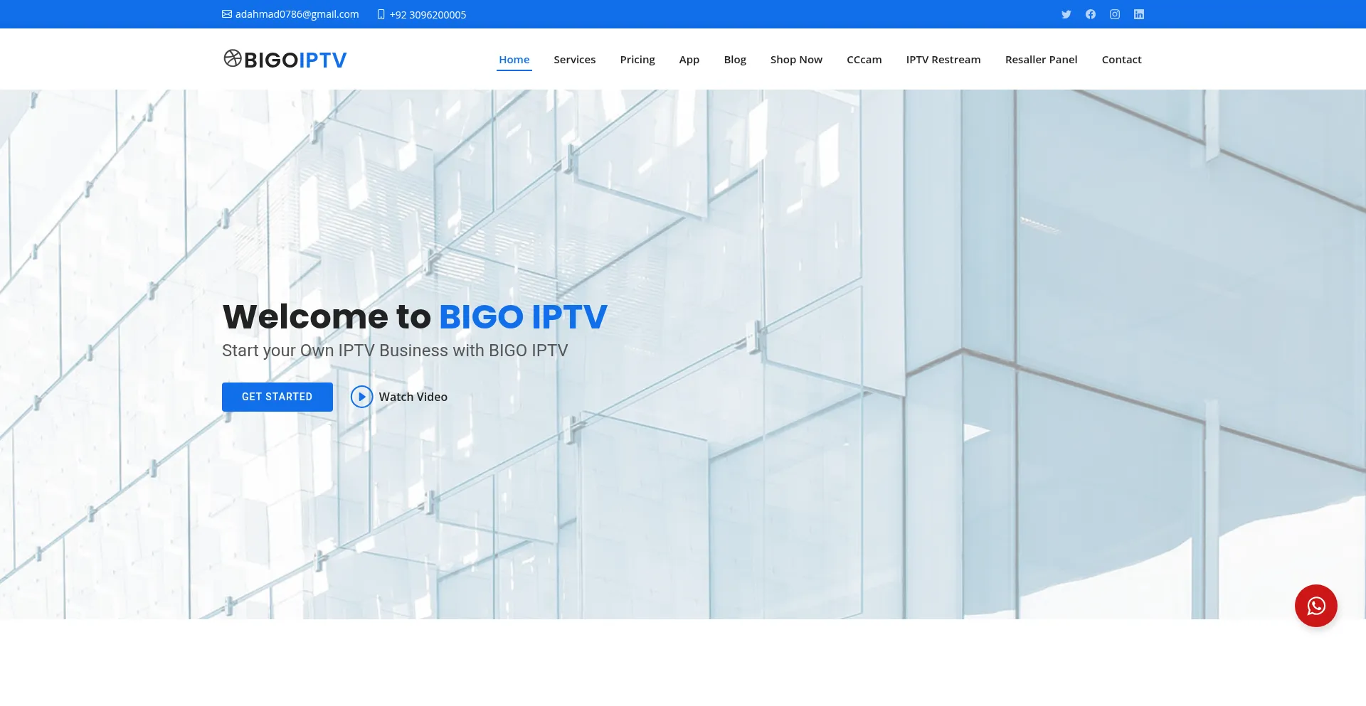 Website screenshot of Bigoiptv.com
