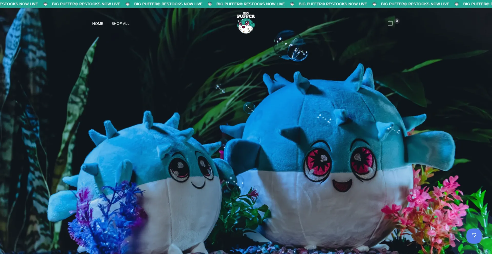 Website screenshot of Bigpuffermerch.com