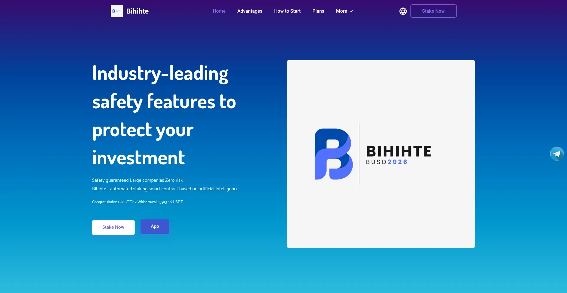 Website screenshot of Bihihte.vip