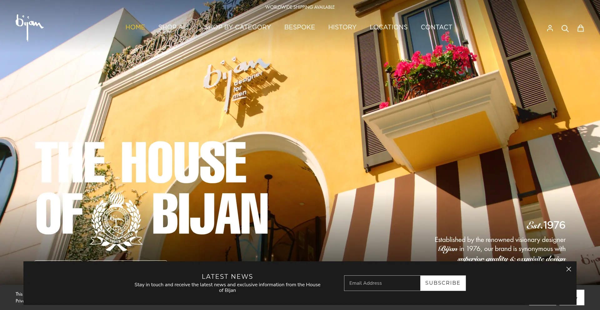 Website screenshot of Bijan.com