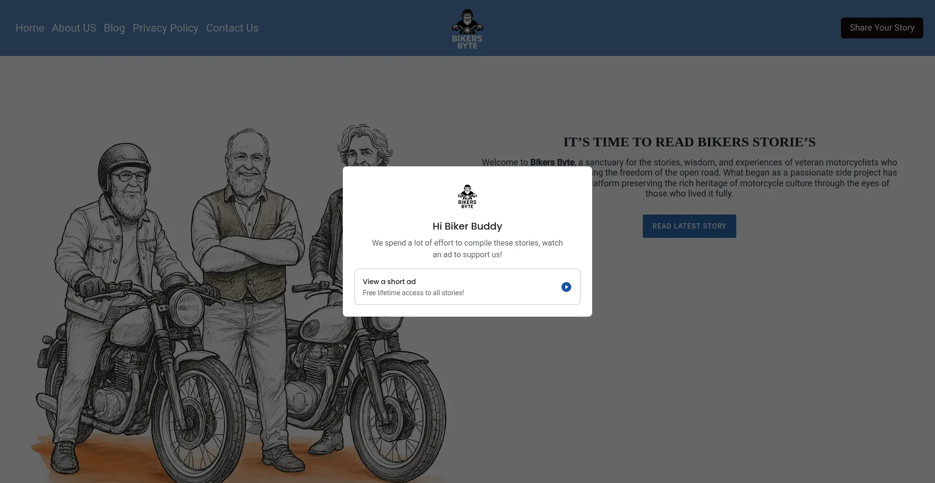 Website screenshot of Bikersbyte.com