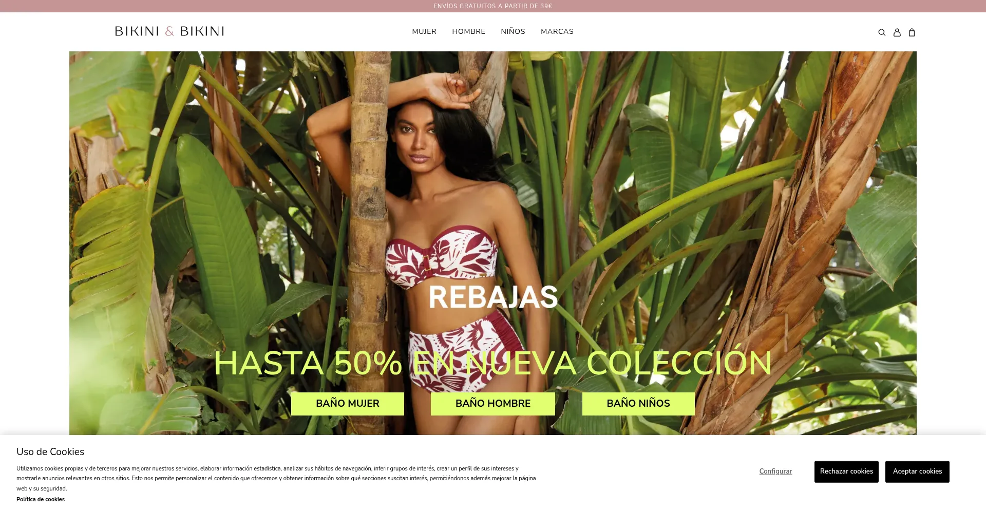 Website screenshot of Bikiniandbikini.com