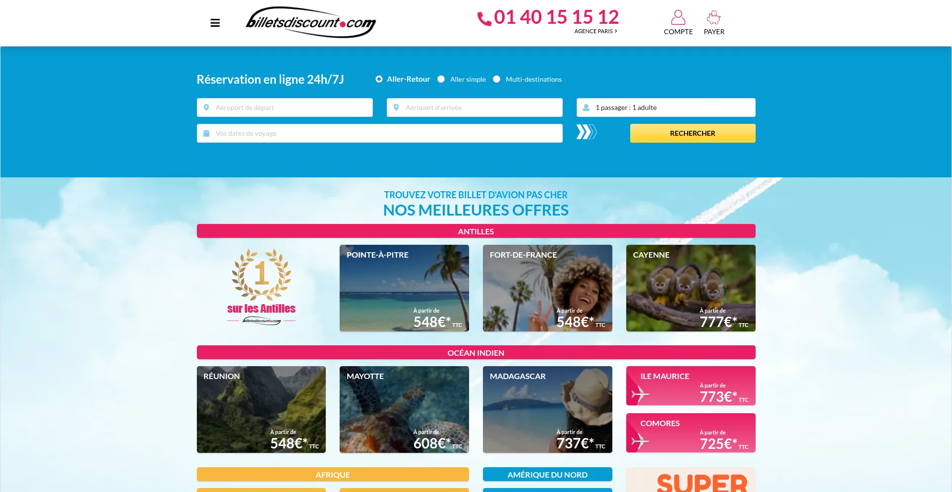 Website screenshot of Billetdiscount.com