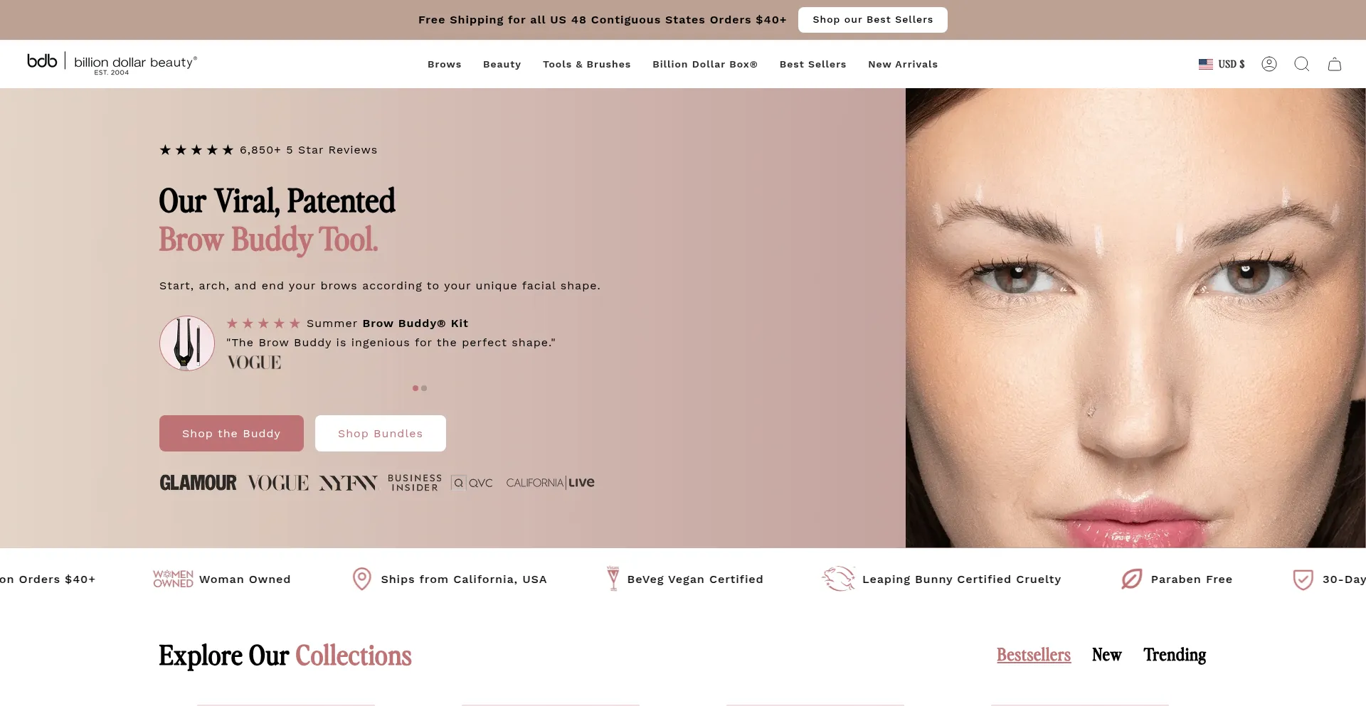 Website screenshot of Billiondollarbeauty.com