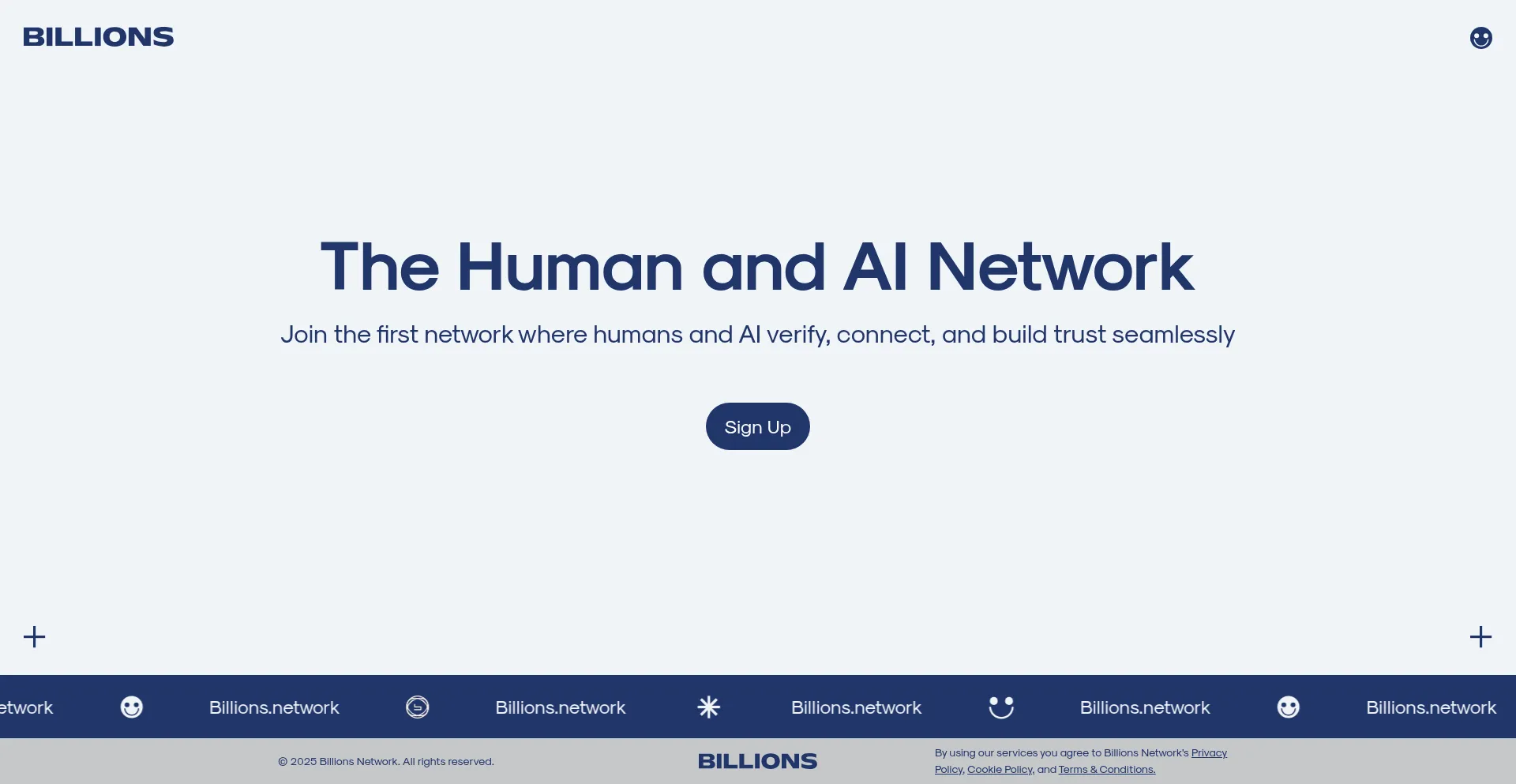 Website screenshot of Billions.network