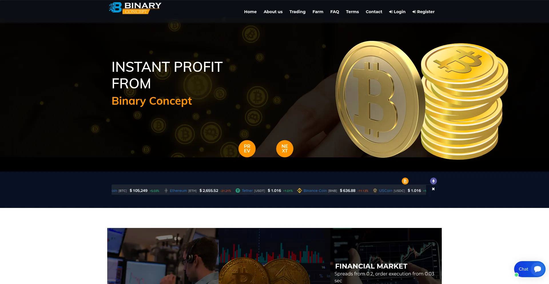 Website screenshot of Binary-concepts.net