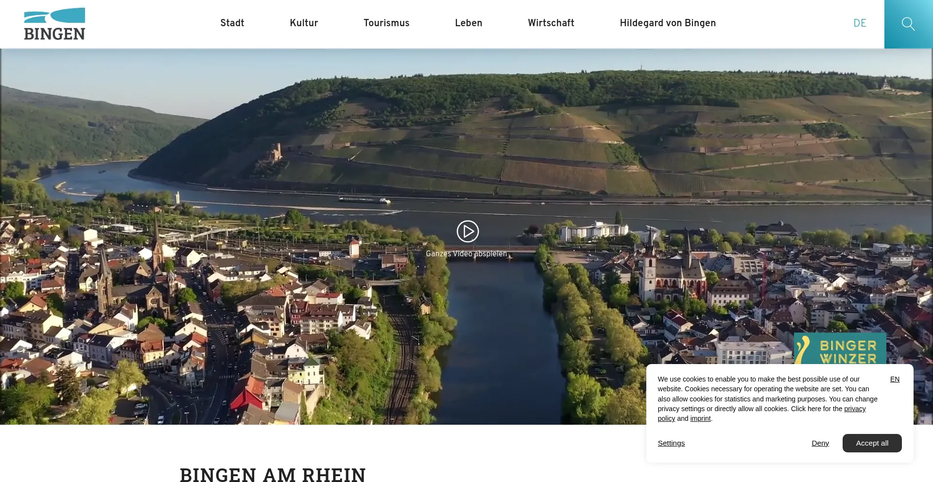 Website screenshot of Bingen.de