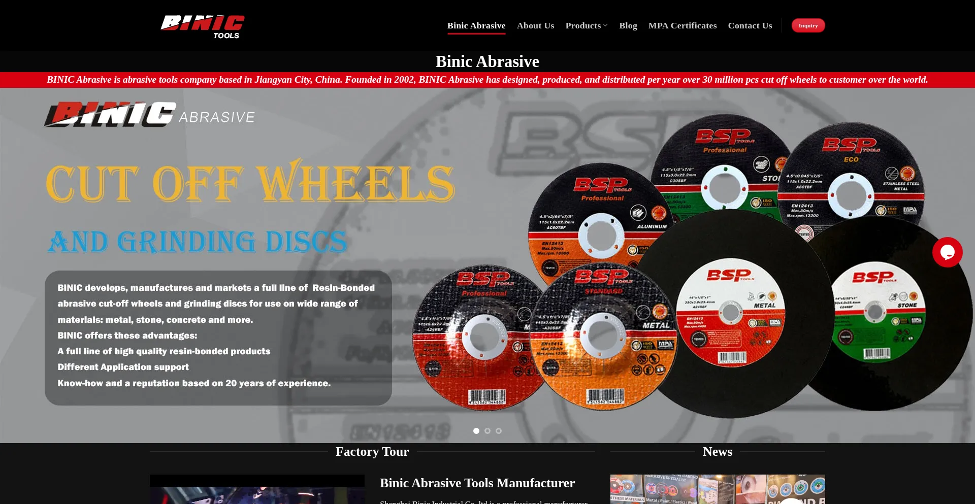 Website screenshot of Binictools.com