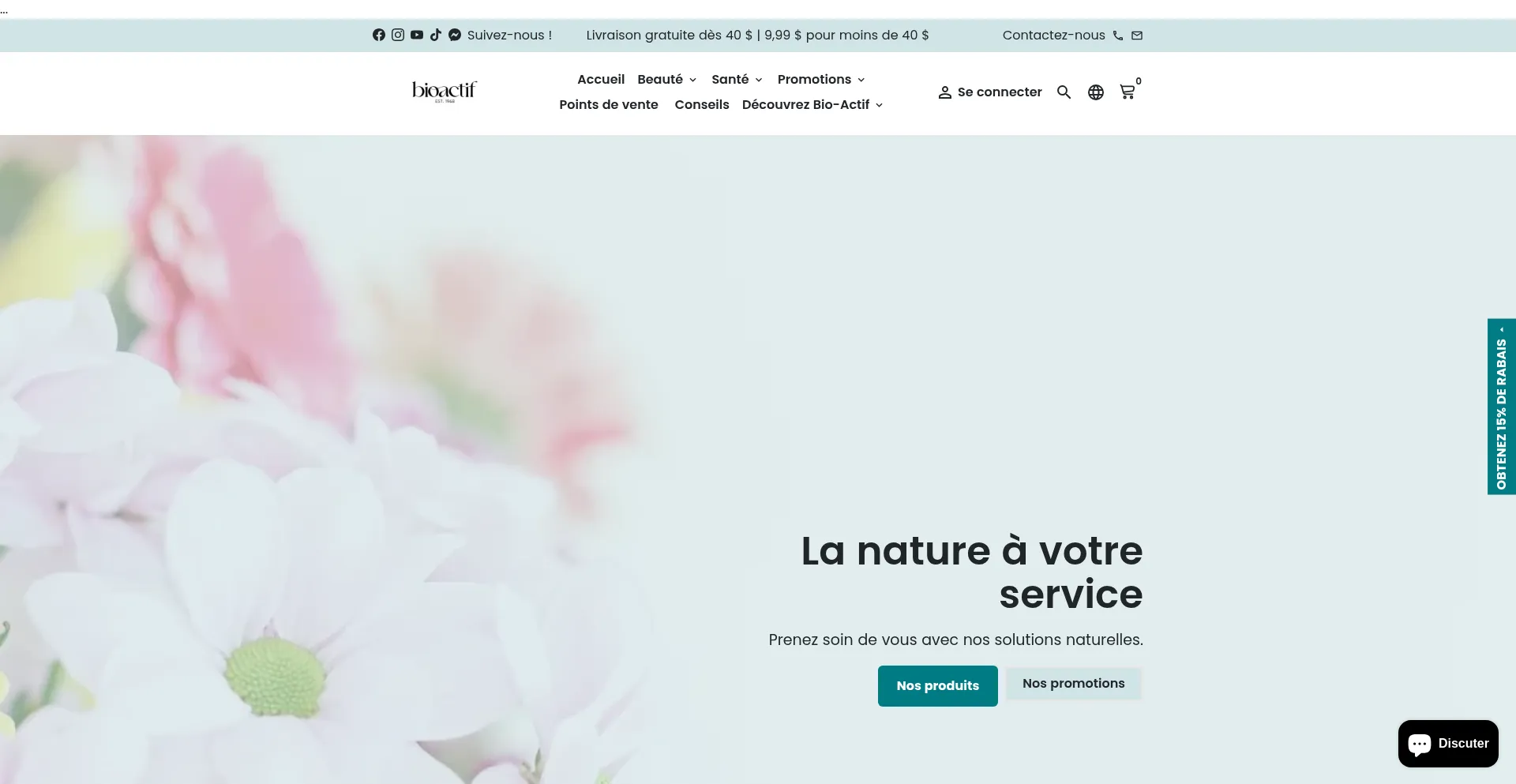Website screenshot of Bio-actif.quebec