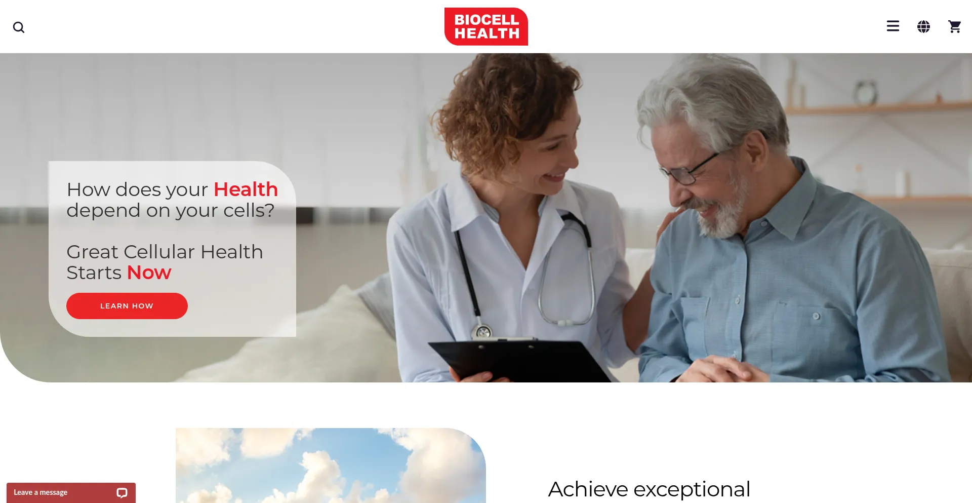 Website screenshot of Biocellhealths.com