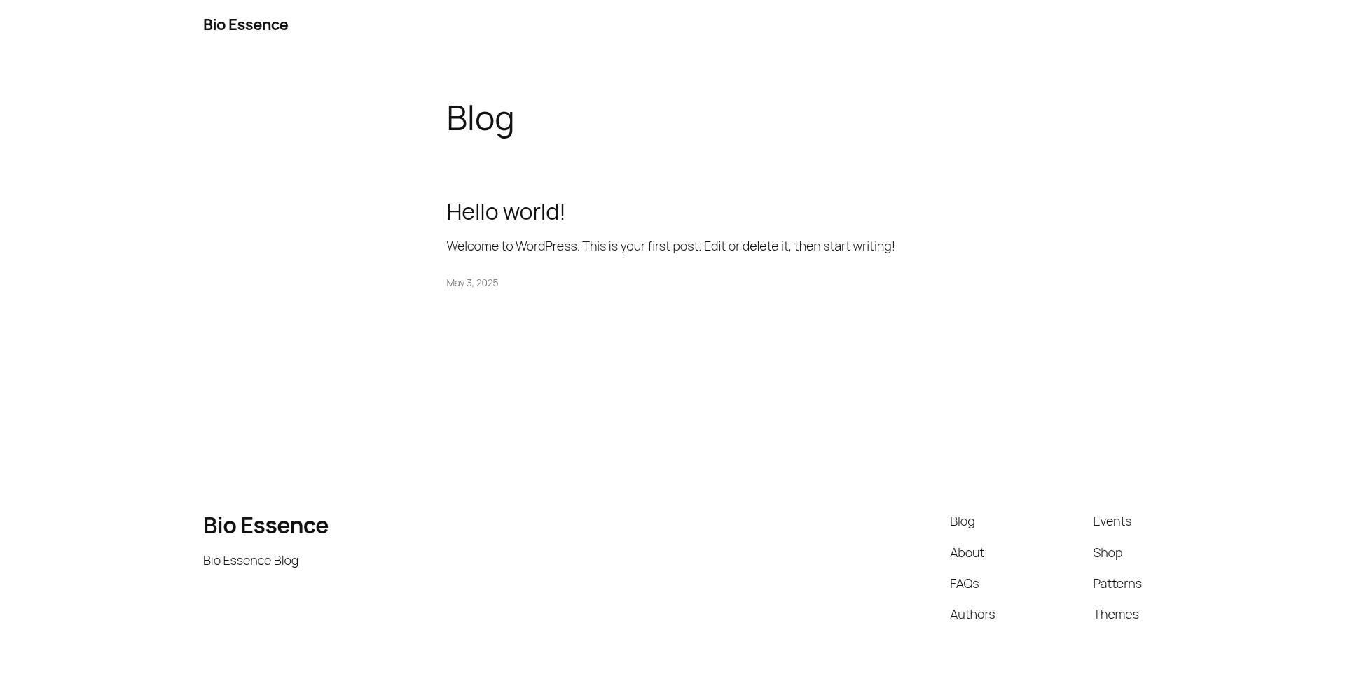 Website screenshot of Bioessence.blog