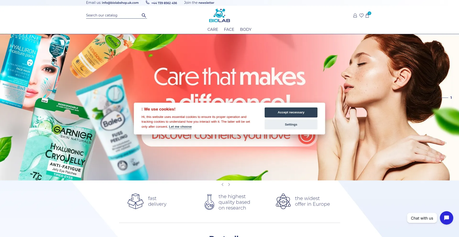 Website screenshot of Biolabshop.uk.com