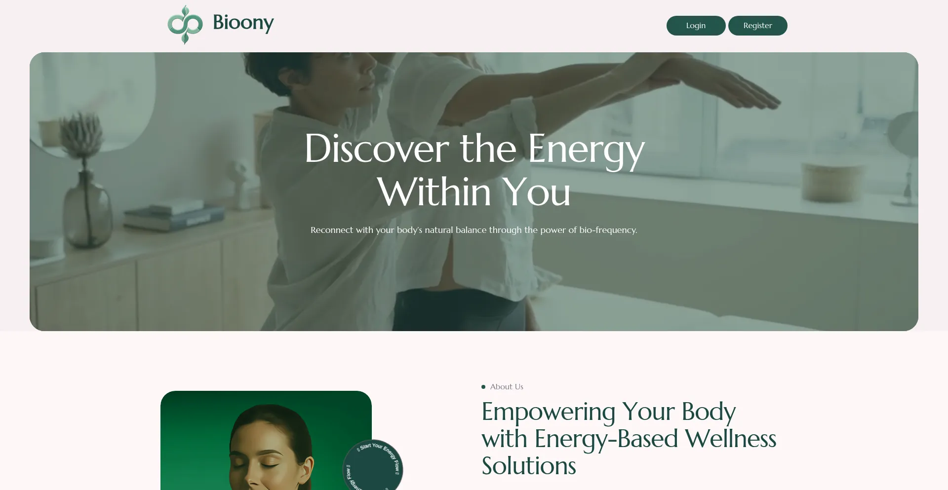 Website screenshot of Bioony.com