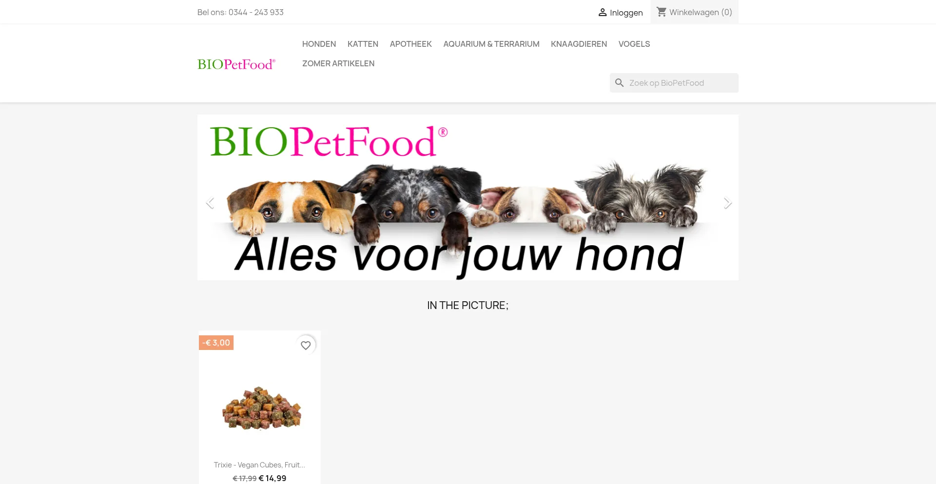 Website screenshot of Biopetfood.nl