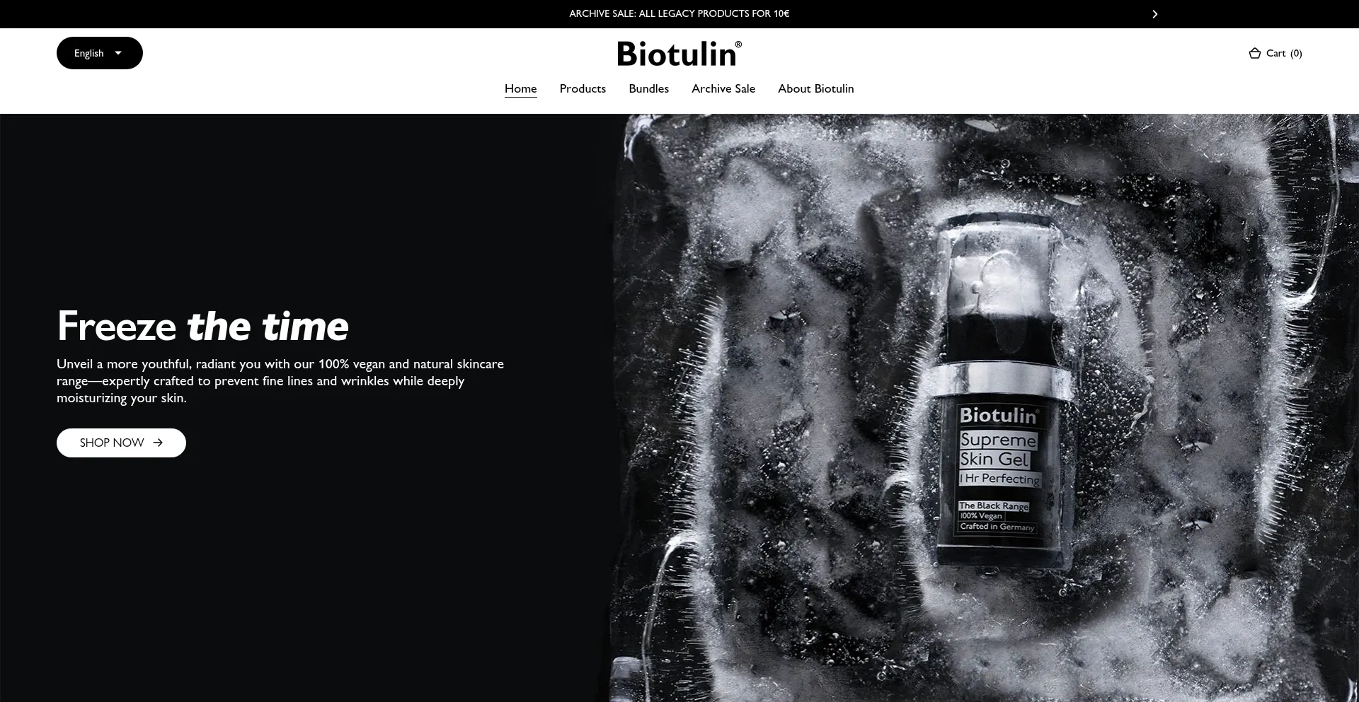 Website screenshot of Biotulin.com