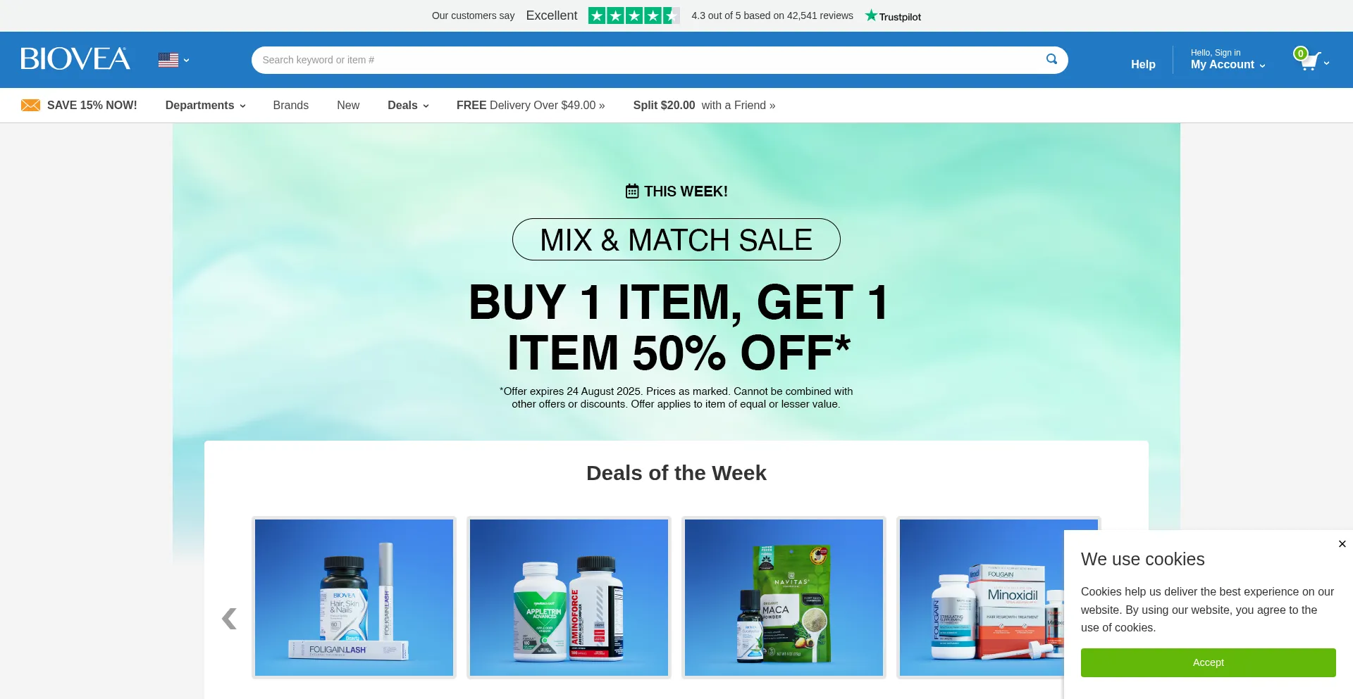 Website screenshot of Biovea.com