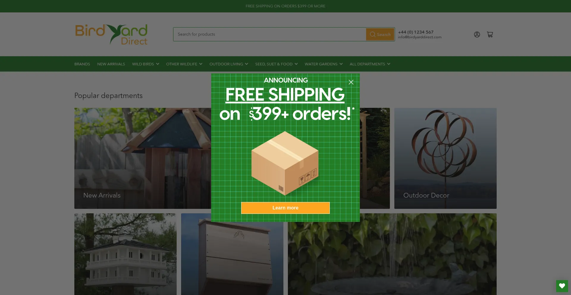 Website screenshot of Birdyarddirect.com