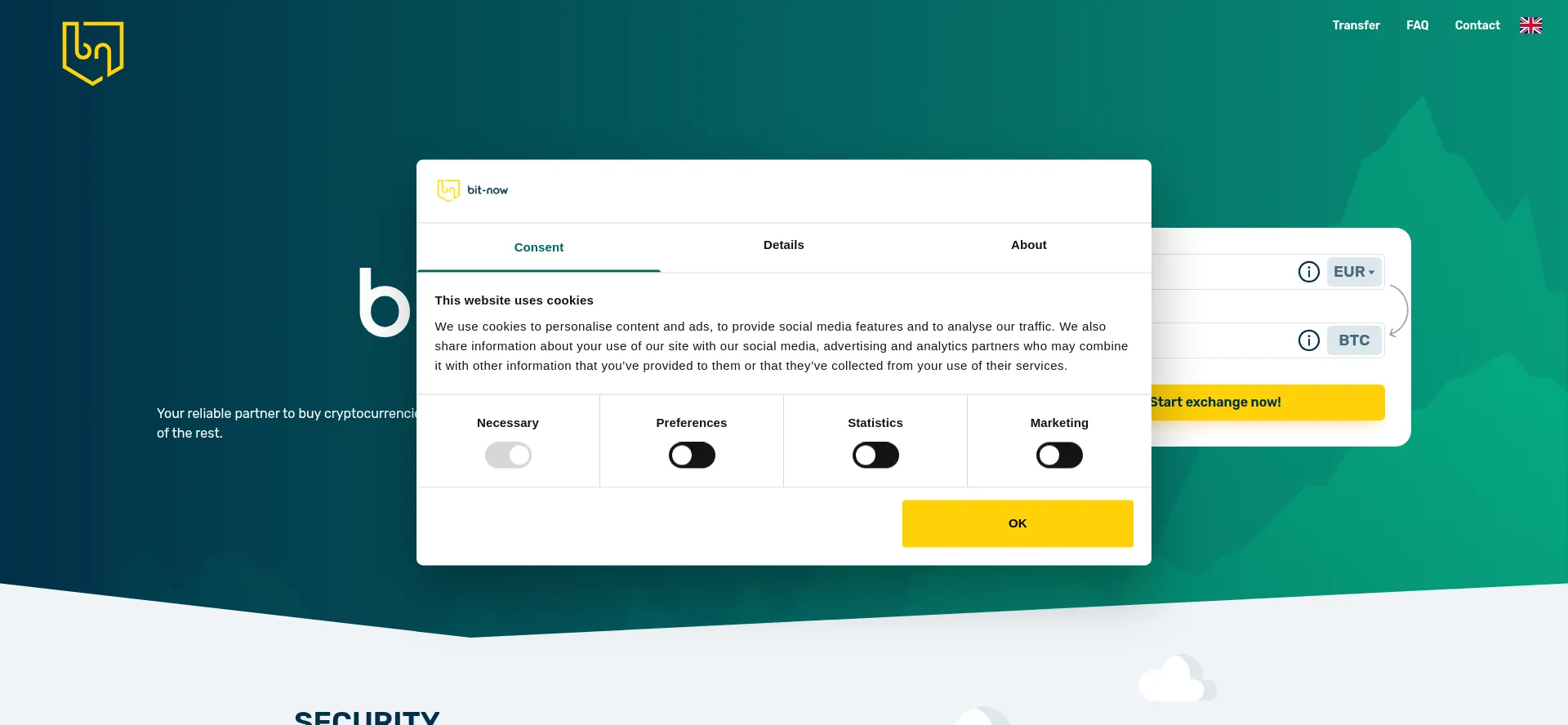 Website screenshot of Bit-now.com