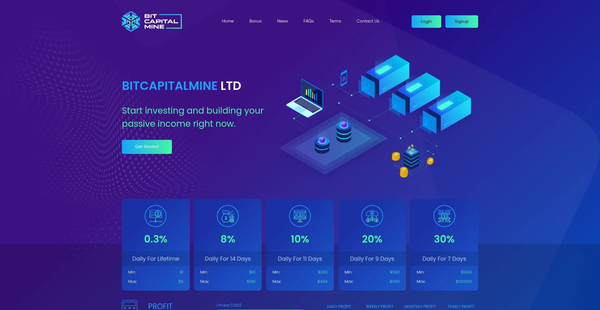 Website screenshot of Bitcapitalmine.com