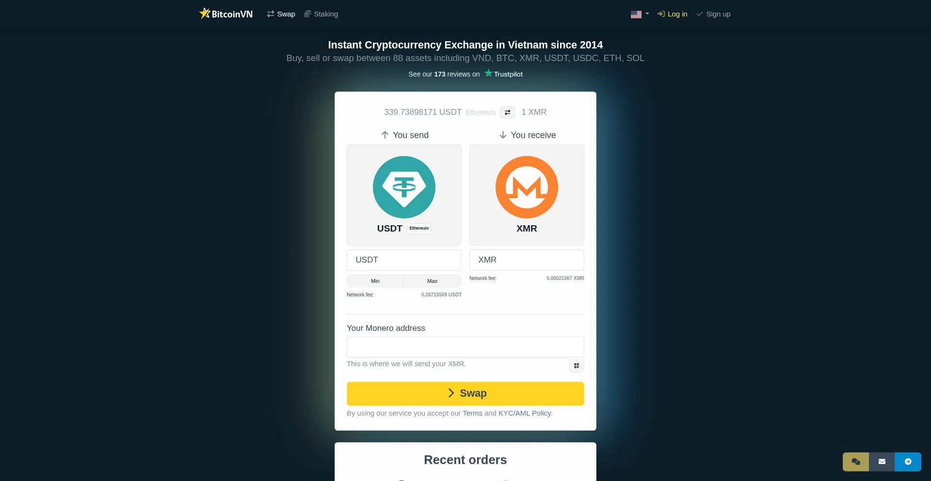 Website screenshot of Bitcoinvn.io