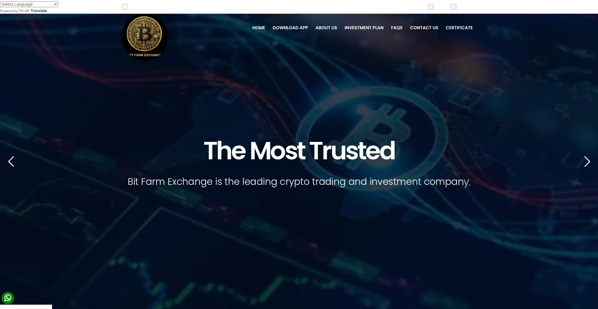 Website screenshot of Bitfarmexchange.com
