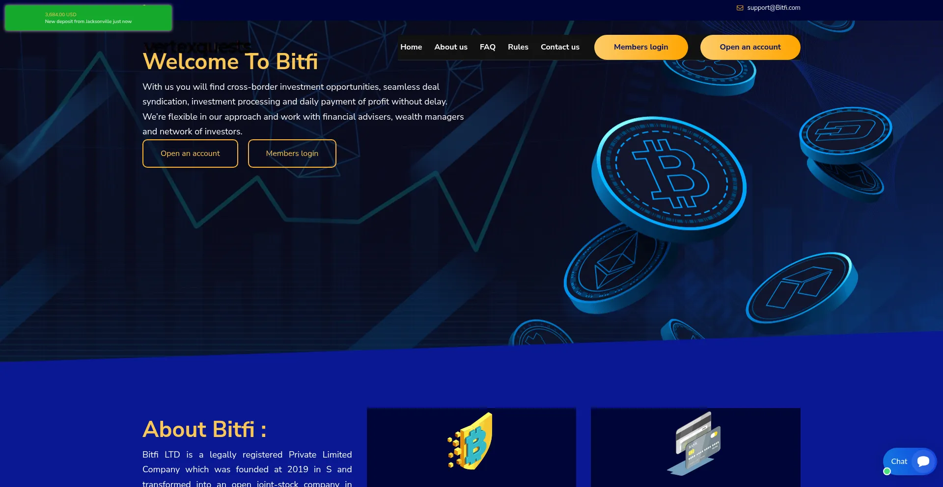 Website screenshot of Bitfi.upvial.com