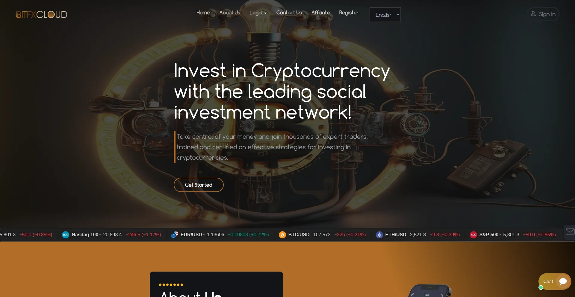 Website screenshot of Bitfxclouds.com